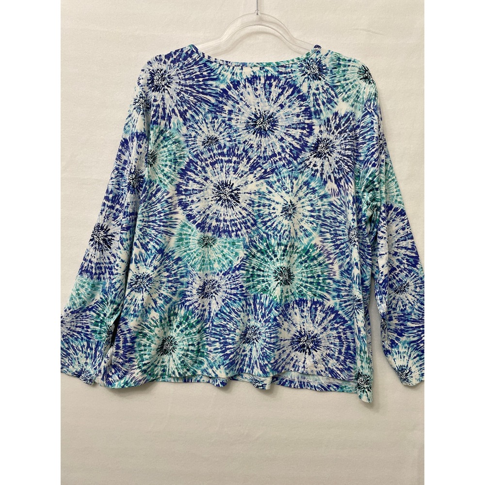 Lands' End Top 2X Blue Green Tie Dye Sun Protection Long Sleeve Outdoor - Picture 6 of 7